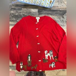 Quacker Factory Red Cardigan with Bone Button